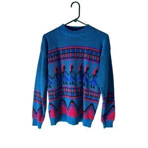 Vintage Egyptian Novelty Print Knit Sweater